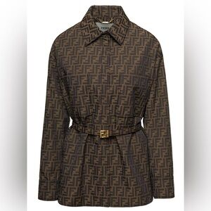 Fendi Go-to FF-jacquard Belted Canvas Jacket